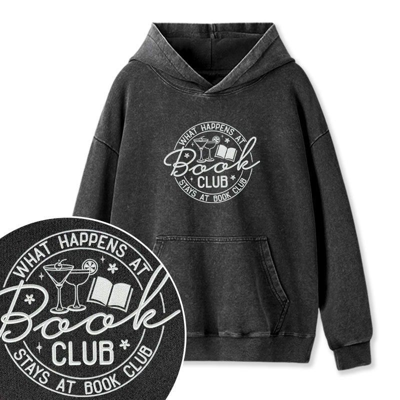 Embroidered Funny Book Club Washed Hoodie