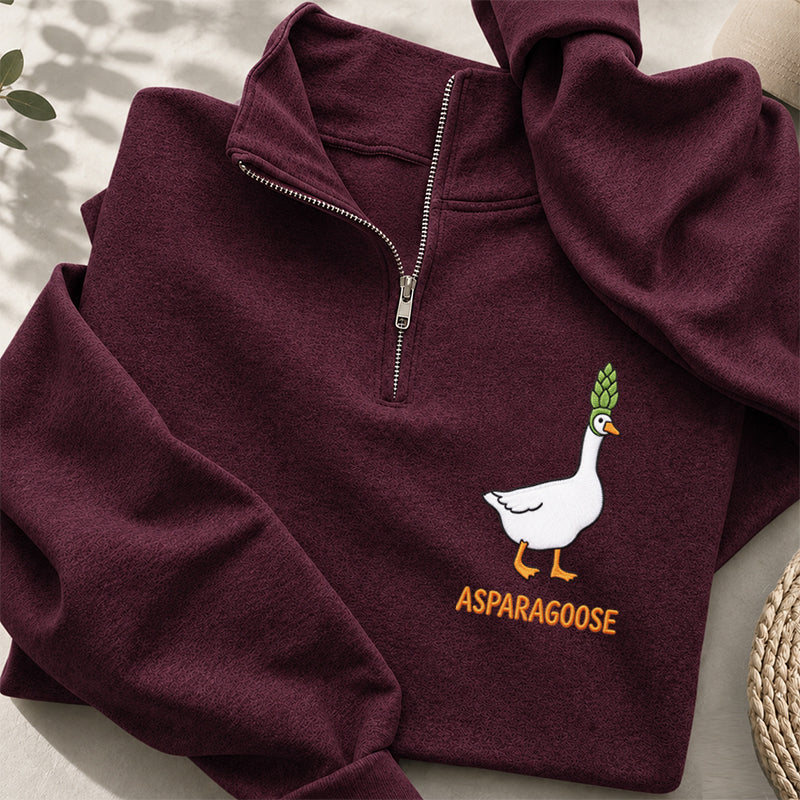 Embroidered Funny Asparagus Asparagoose Classic Quarter Zip Sweatshirt