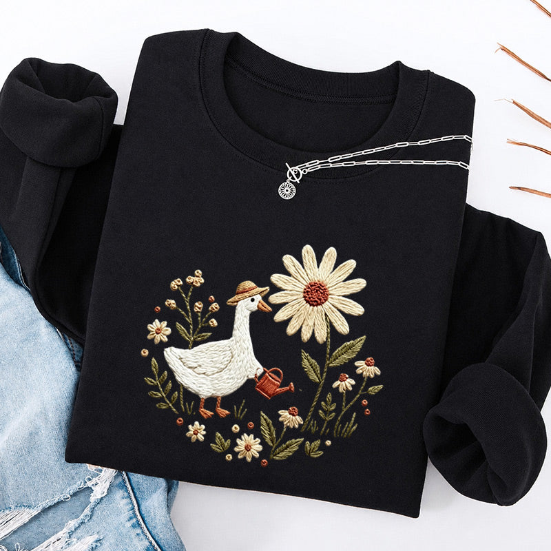 Embroidered Goose Garden Classic Crewneck Sweatshirt