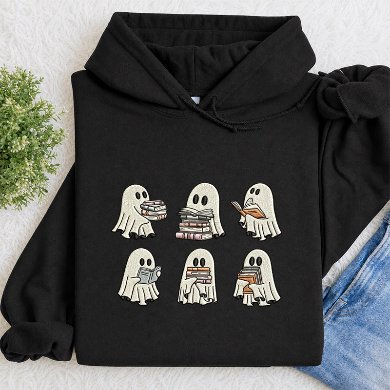 Embroidered Halloween Ghost Book Classic Adult Unisex Hoodie