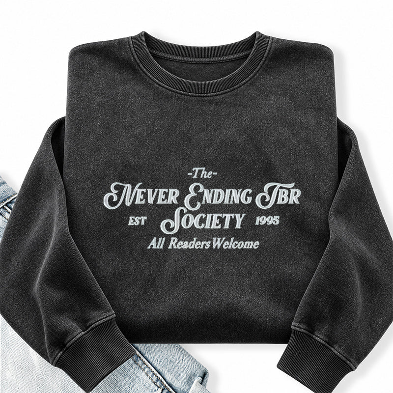 Embroidered TBR Society Washed Crewneck Sweatshirt