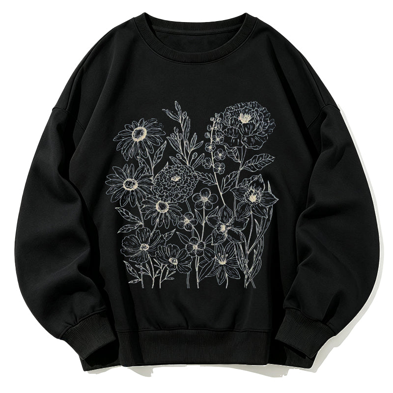 Wildflower Botanical Sketch Classic Adult Unisex Crewneck Sweatshirts
