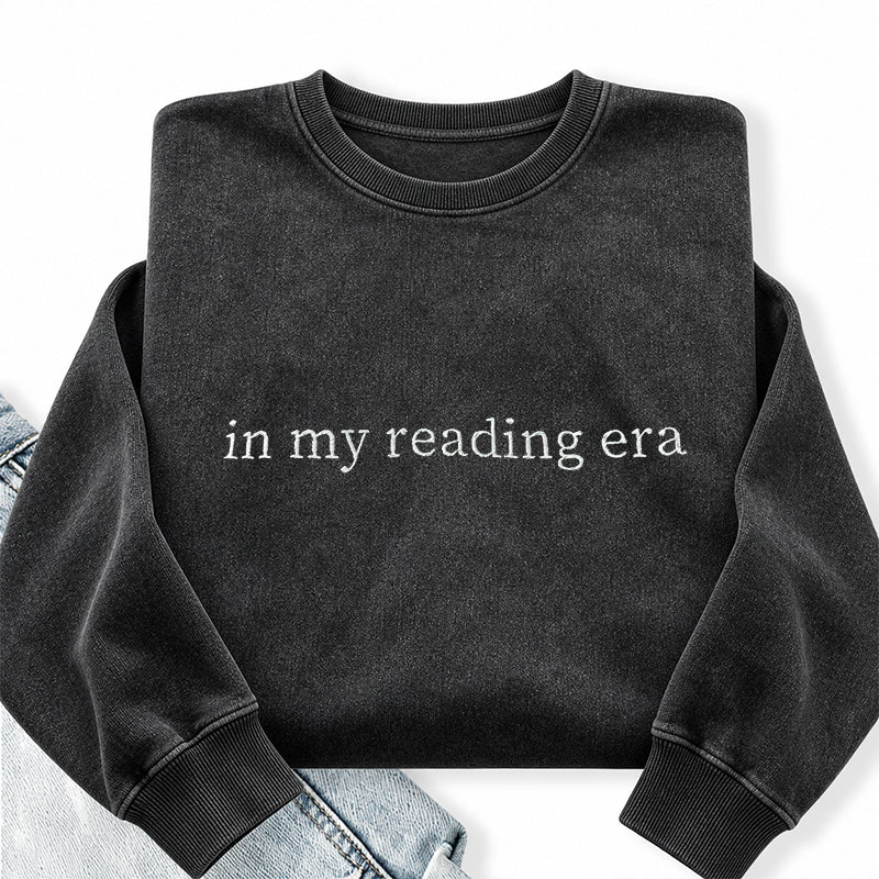 Embroidered In My Reading Era Washed Crewneck Sweatshirt