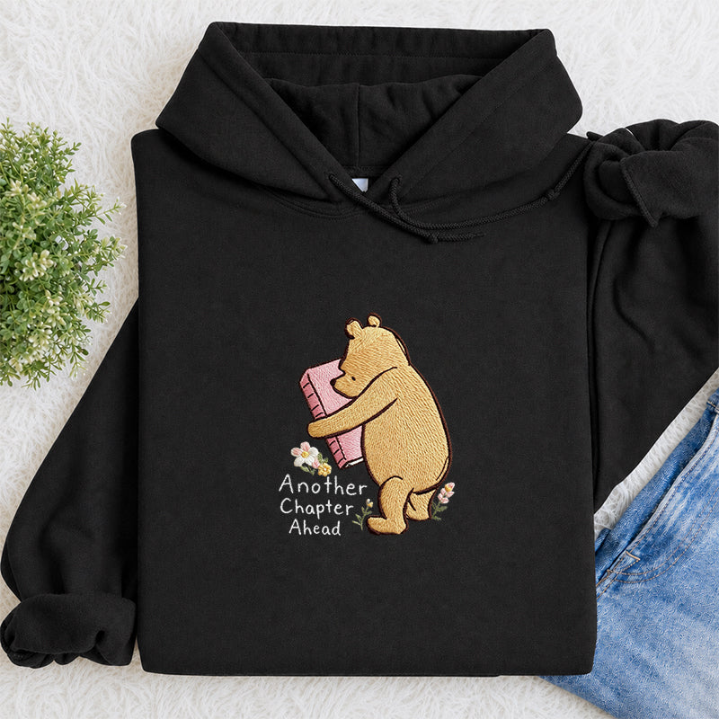 Embroidered Reading Bear Another Chapter Classic Adult Unisex Hoodie