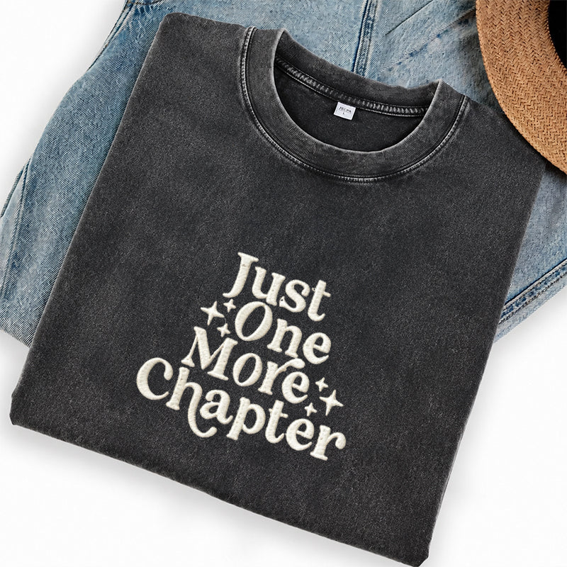 Embroidered Just One More Chapter Washed Crew Neck T-Shirt