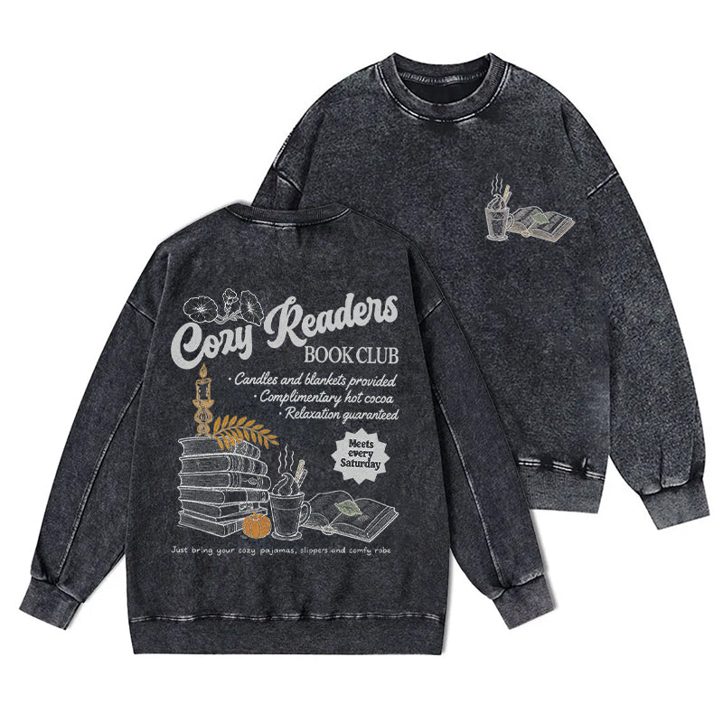 Cozy Readers Book Club Washed Crewneck Sweatshirt