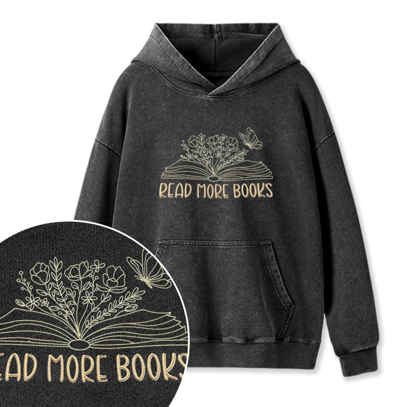 Embroidered Floral Read More Books Washed Hoodie
