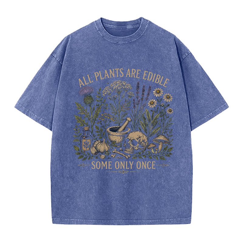 All Plants are Edible Gardening Washed Crew Neck T-Shirt