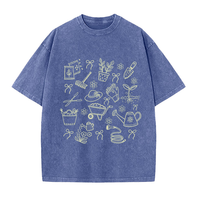 Plant Lover Gardening Washed Crew Neck T-Shirt