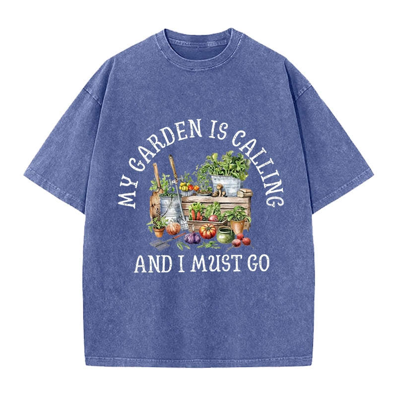 My Garden is Calling Washed Crew Neck T-Shirt