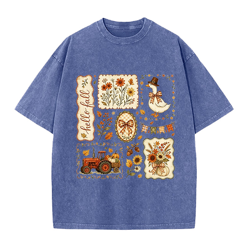 Cottagecore Fall Washed Crew Neck T-Shirt