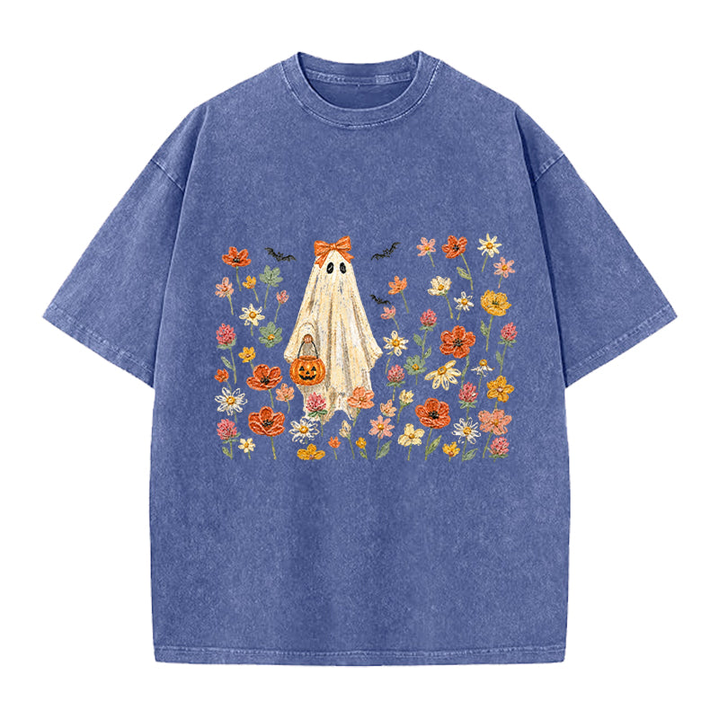 Floral Ghost Washed Crew Neck T-Shirt