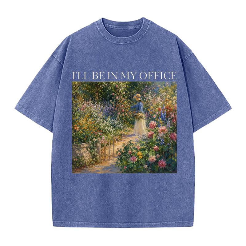 Garden My Office Retro Washed Crew Neck T-Shirt