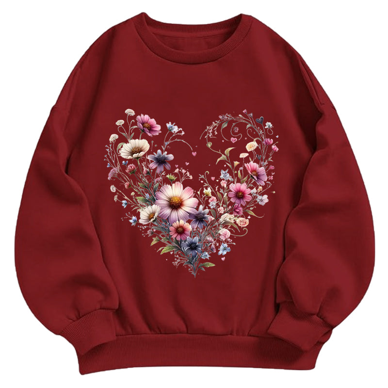 Wildflowers Woven Heart Classic Adult Unisex Crewneck Sweatshirts