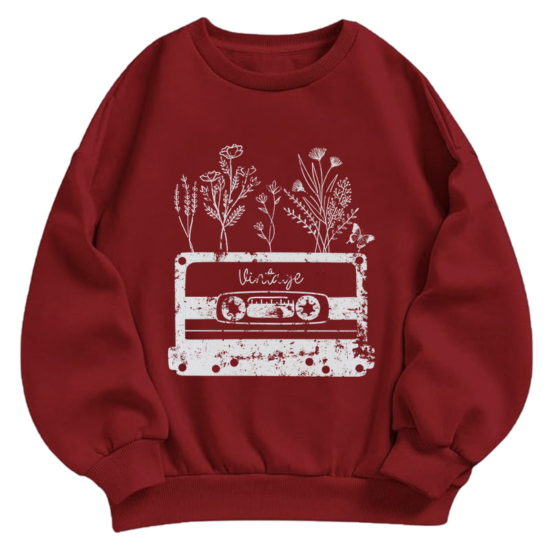 Vintage Cassette Wildflowers Classic Adult Unisex Crewneck Sweatshirts