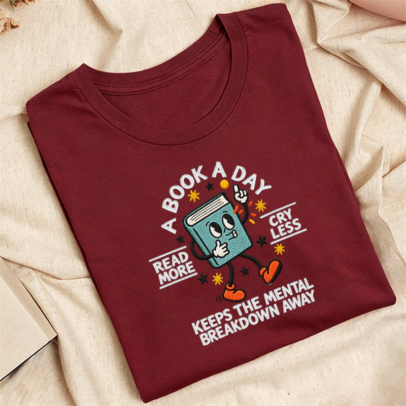 Embroidered A Book A Day Classic Adult Unisex Crew Neck T-Shirt