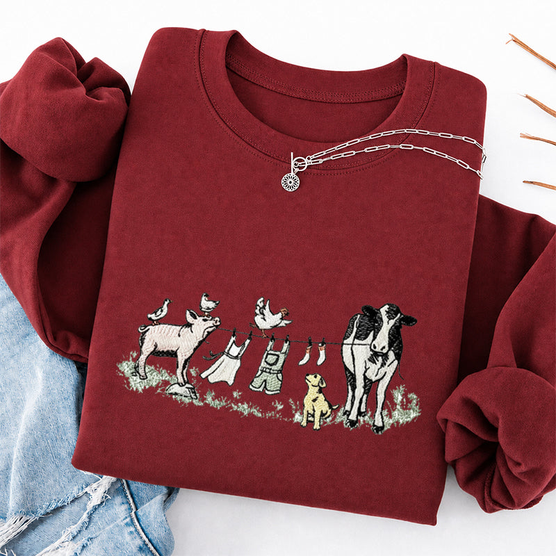 Embroidered Farm Laundry Day Classic Crewneck Sweatshirt
