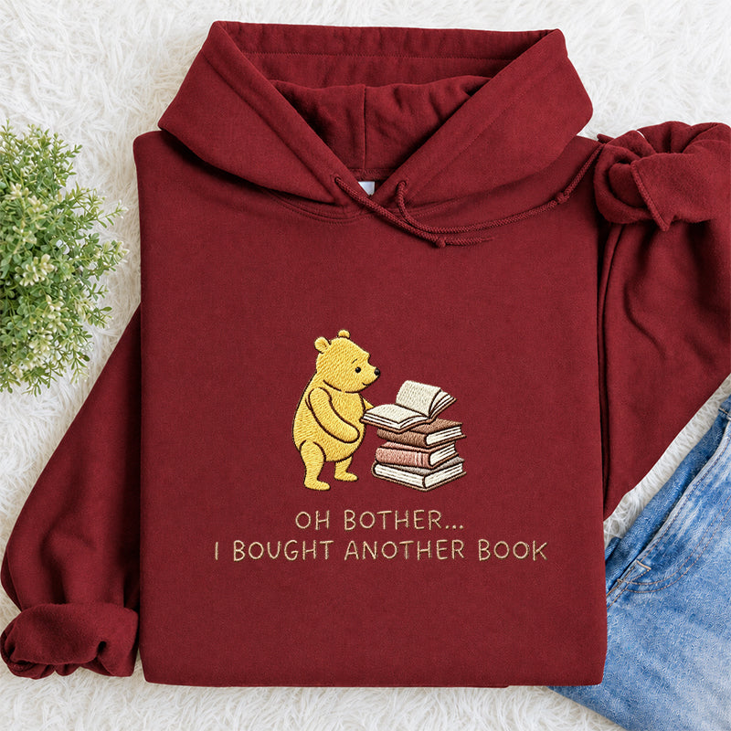 Embroidered Funny Bear Reading Books Classic Adult Unisex Hoodie