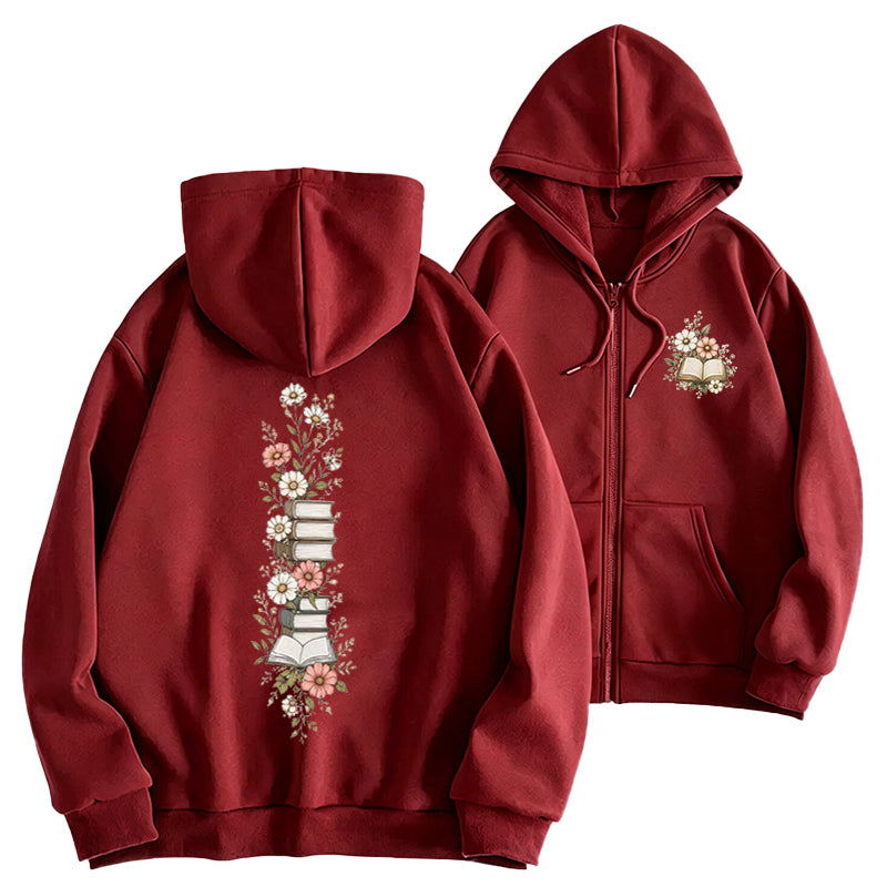 Where Books Bloom Adult Unisex Full Zip Hoodie
