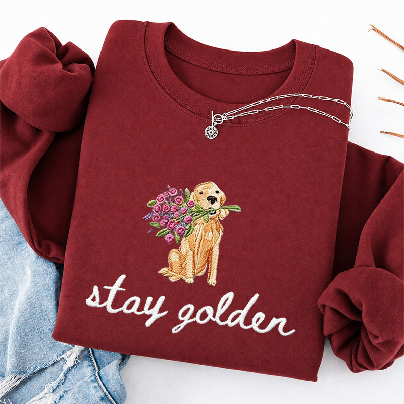 Embroidered Stay Golden Classic Crewneck Sweatshirt