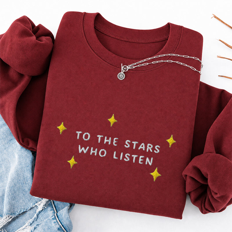 Embroidered To the Star Book Lover Classic Crewneck Sweatshirt