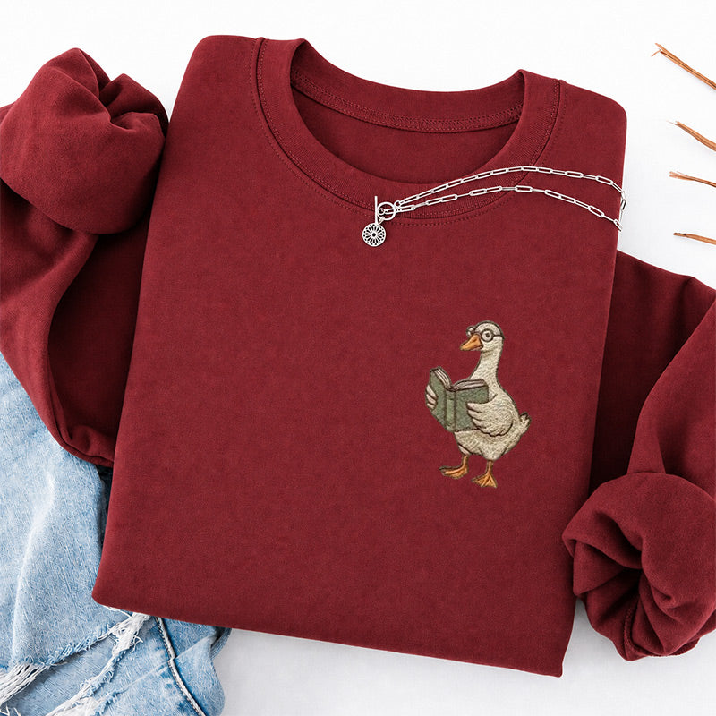 Embroidered Reading Goose Classic Crewneck Sweatshirt