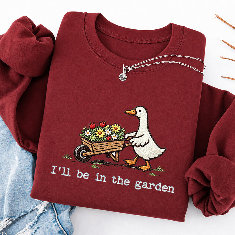 Embroidered Silly Goose Garden Classic Crewneck Sweatshirt