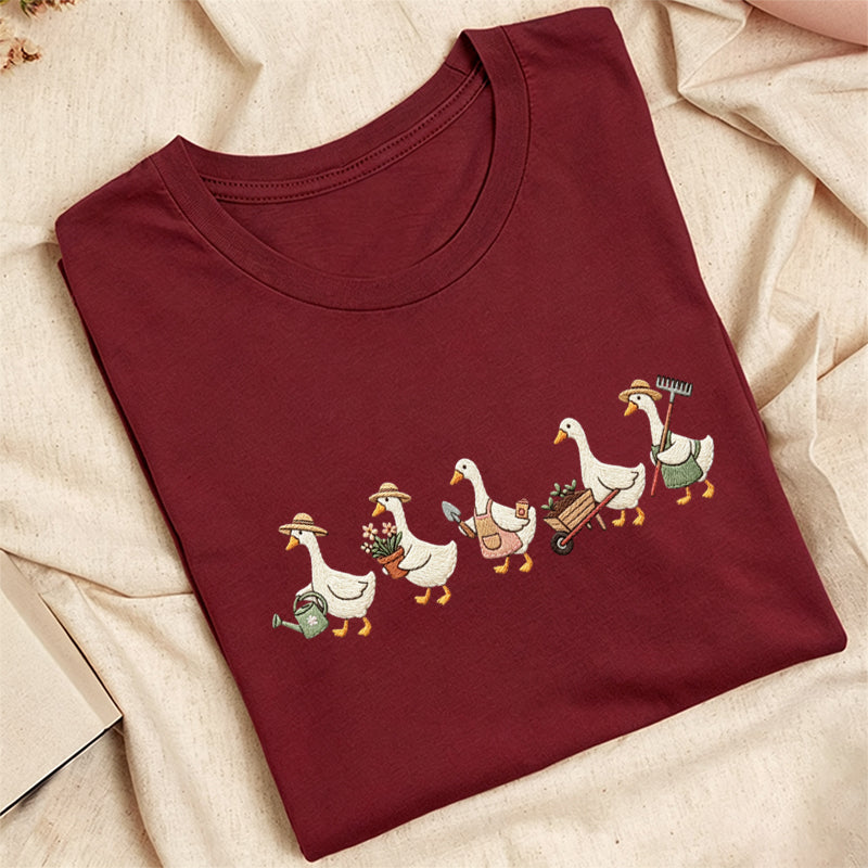 Embroidered Garden Goose Classic Adult Unisex Crew Neck T-Shirt