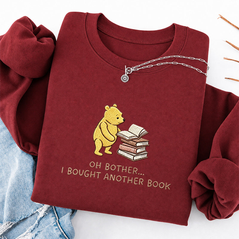 Embroidered Funny Bear Reading Books Classic Crewneck Sweatshirt