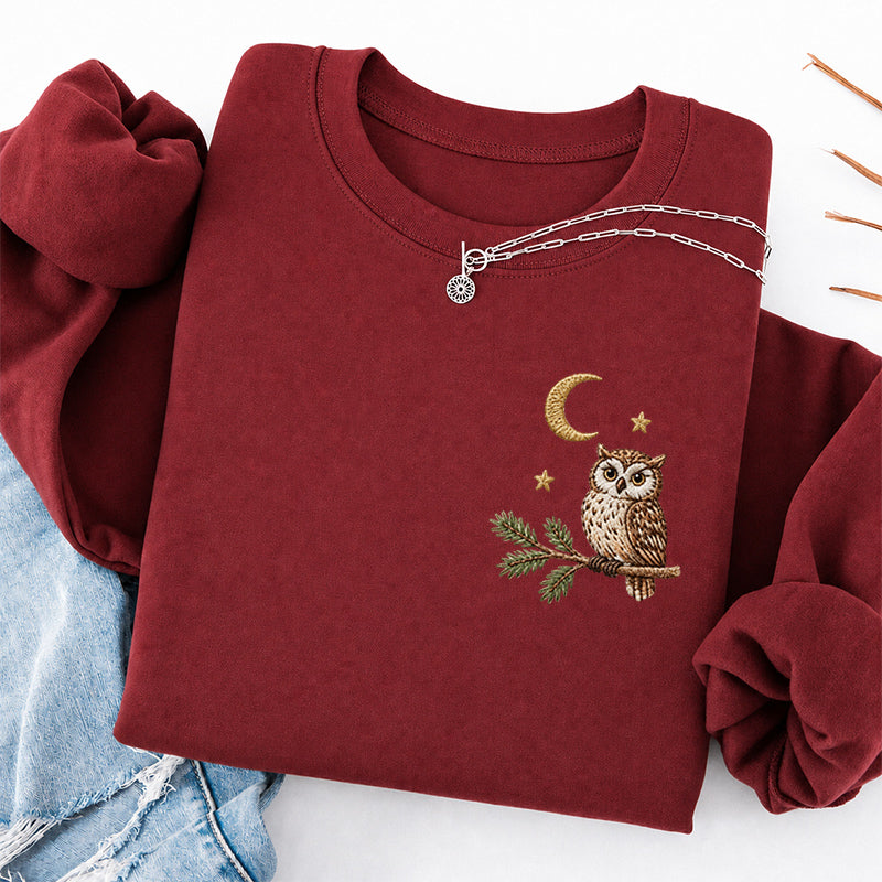Embroidered Night Owl Classic Crewneck Sweatshirt