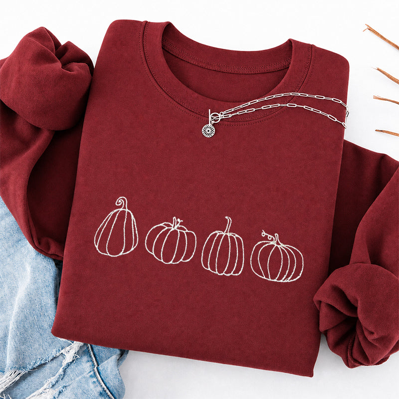 Embroidered Pumpkins Classic Crewneck Sweatshirt
