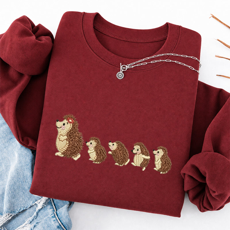Embroidered Cute Hedgehog Classic Crewneck Sweatshirt