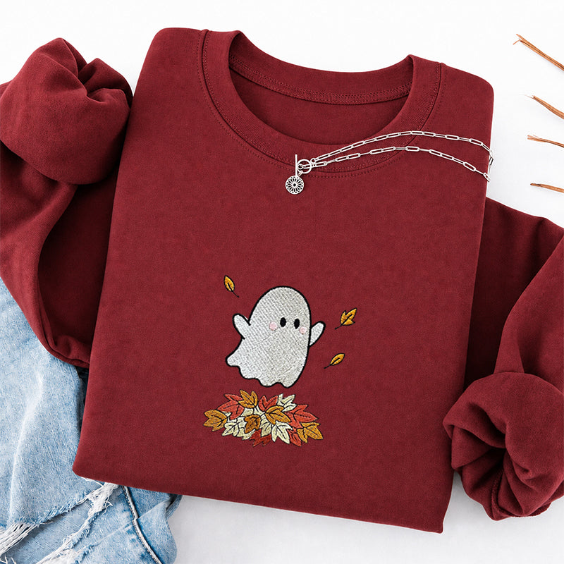 Embroidered Fall Ghost Classic Crewneck Sweatshirt