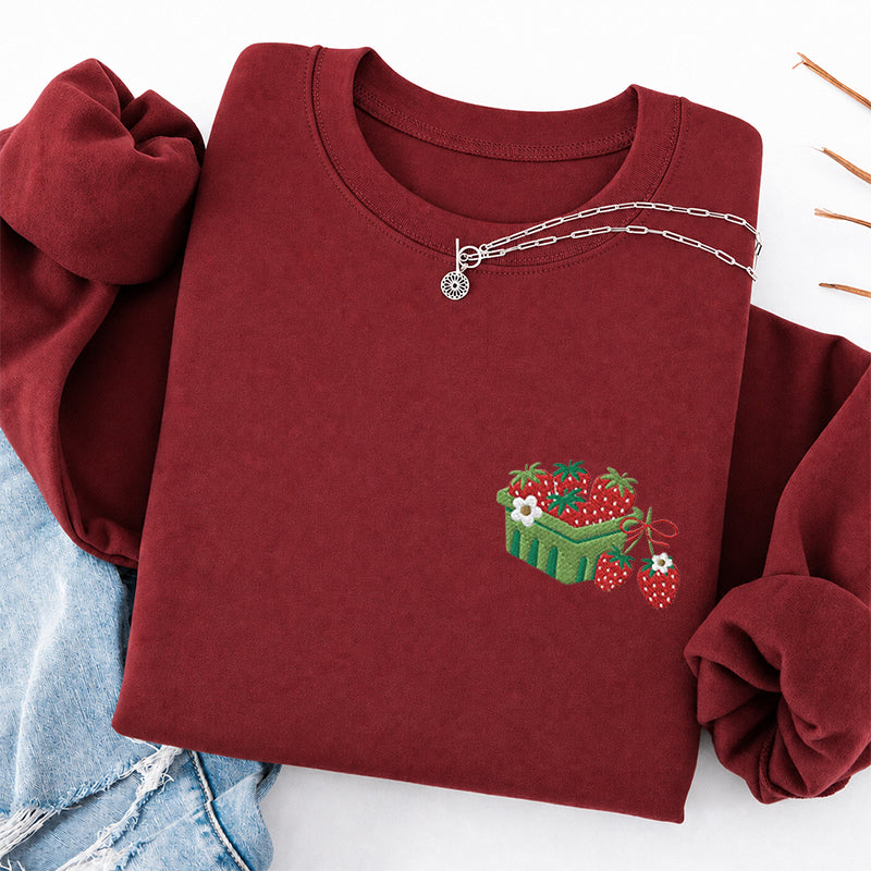 Embroidered Strawberry Blanket Classic Crewneck Sweatshirt