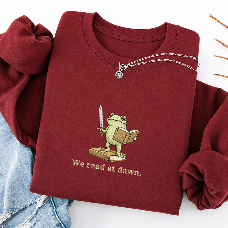 Embroidered We Read At Dawn Classic Crewneck Sweatshirt