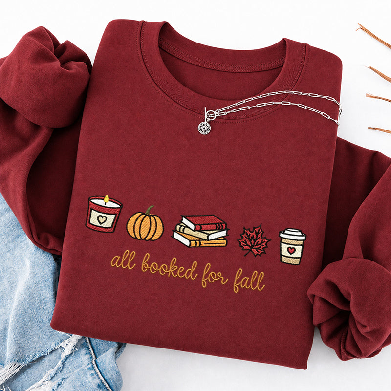 Embroidered All Booked For Fall Classic Crewneck Sweatshirt