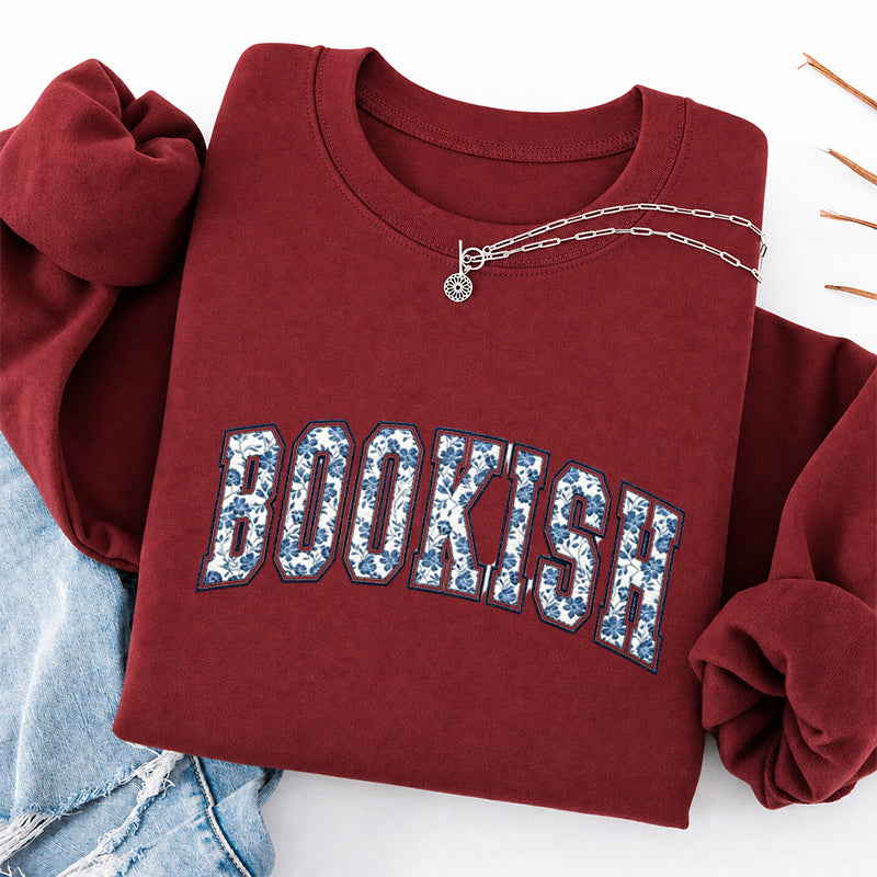 Embroidered Retro Bookish Classic Crewneck Sweatshirt