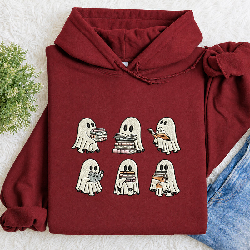 Embroidered Halloween Ghost Book Classic Adult Unisex Hoodie