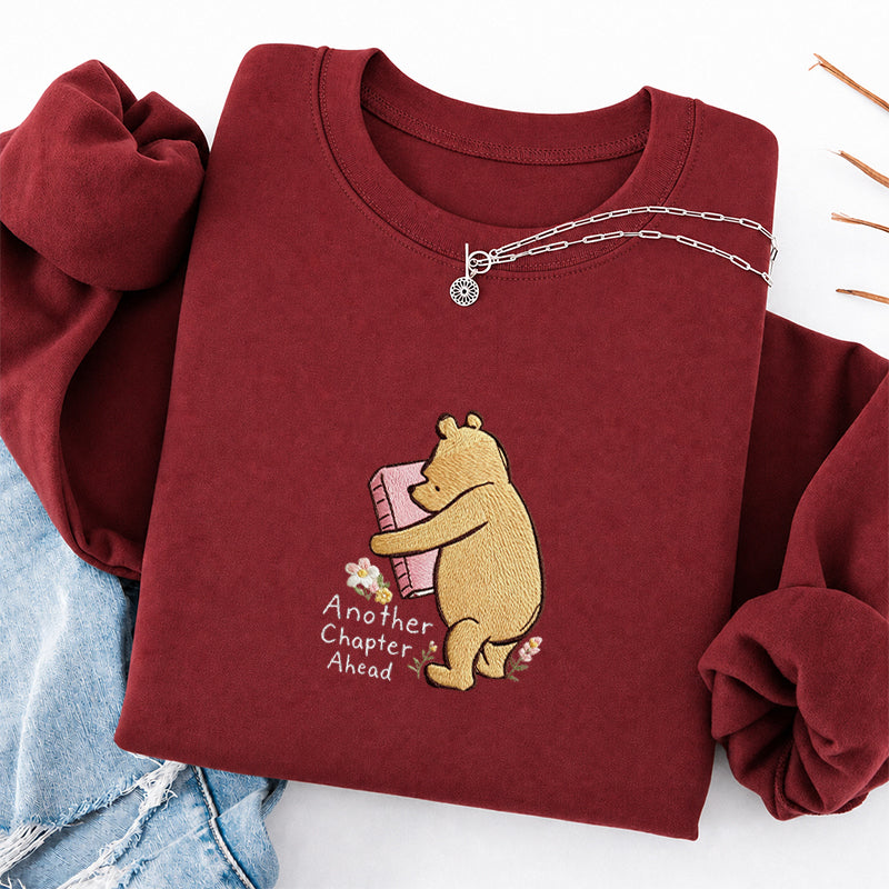 Embroidered Reading Bear Another Chapter Classic Crewneck Sweatshirt