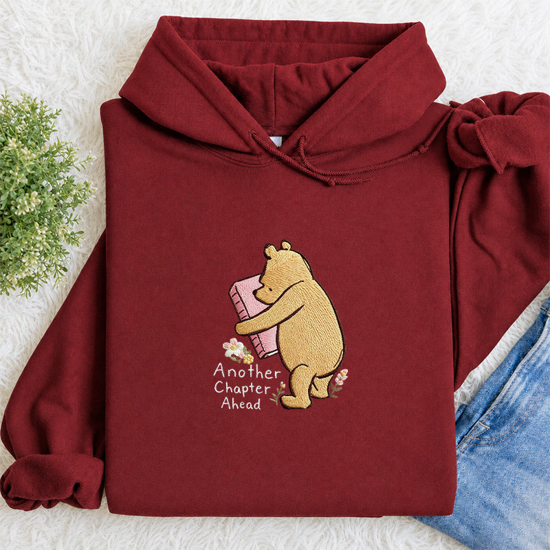 Embroidered Reading Bear Another Chapter Classic Adult Unisex Hoodie