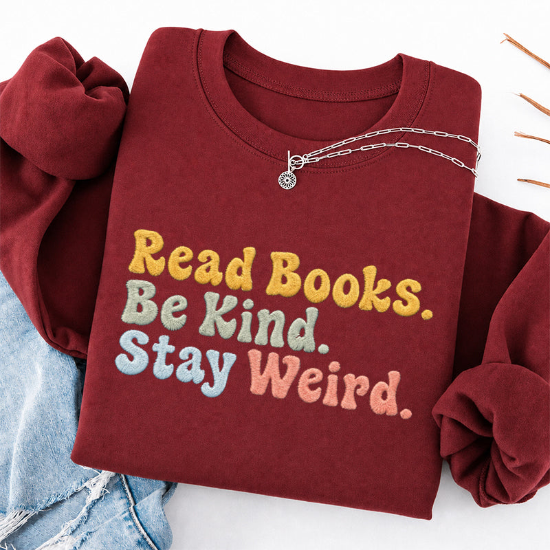 Embroidered Read Book Be Kind Classic Crewneck Sweatshirt