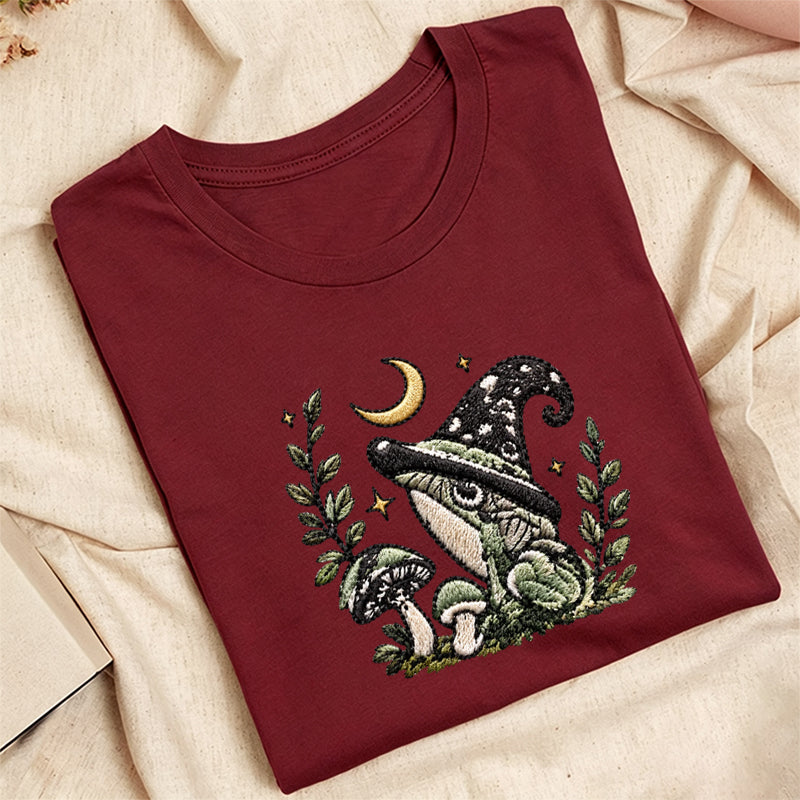 Embroidered Witchy Frog Classic Adult Unisex Crew Neck T-Shirt
