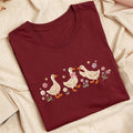 Embroidered Floral Goose Classic Adult Unisex Crew Neck T-Shirt