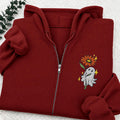 Embroidered Ghost Holding a Flower Classic Adult Unisex Full Zip Hoodie