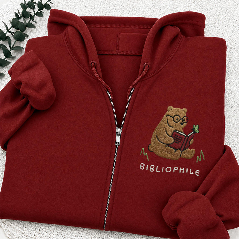 Embroidered Reading Bear Classic Full Zip Hoodie