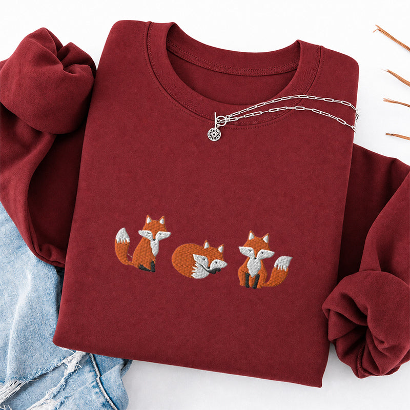 Embroidered Cute Fox Classic Crewneck Sweatshirt