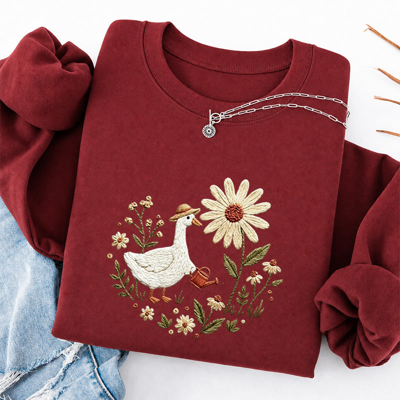 Embroidered Goose Garden Classic Crewneck Sweatshirt