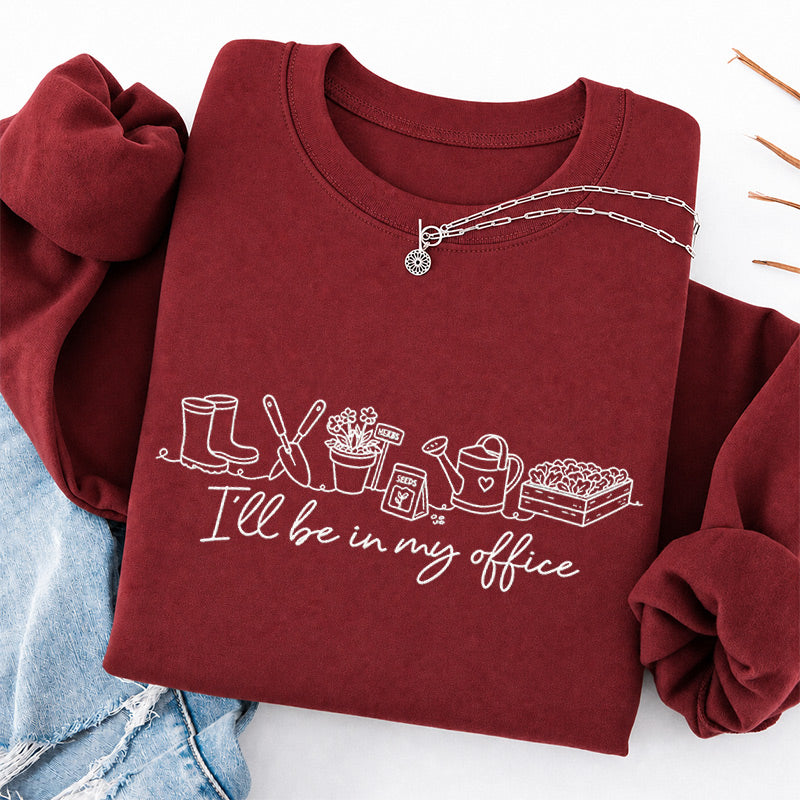 Embroidered I'll be in My Office Classic Crewneck Sweatshirt