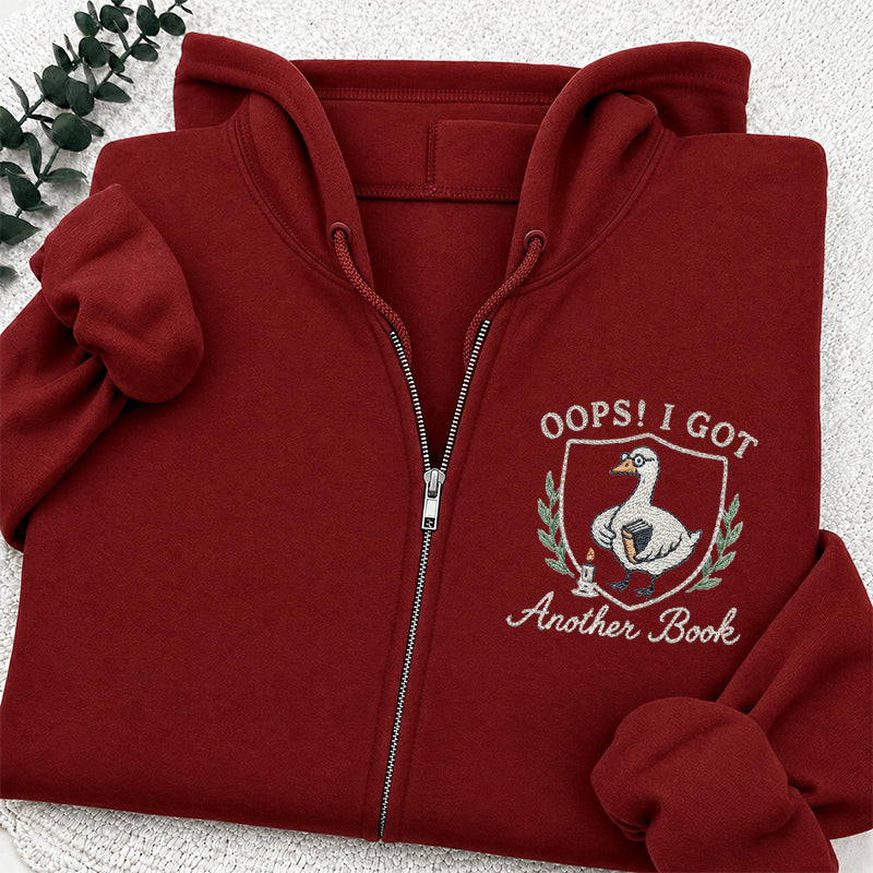 Embroidered Goose Got Another Book Classic Adult Unisex Full Zip Hoodie
