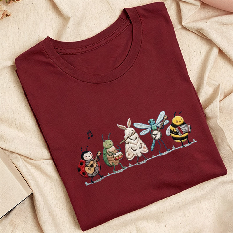Embroidered Bug Orchestra Classic Adult Unisex Crew Neck T-Shirt